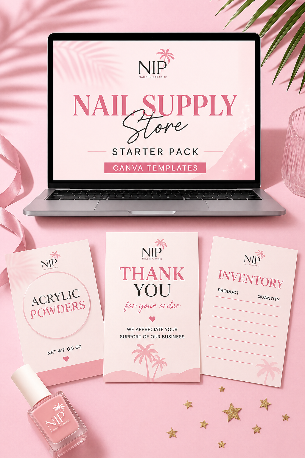Nail Supply Store Starter Pack – Editable Canva Templates | Nail Tech Business Branding Kit | Digital Download