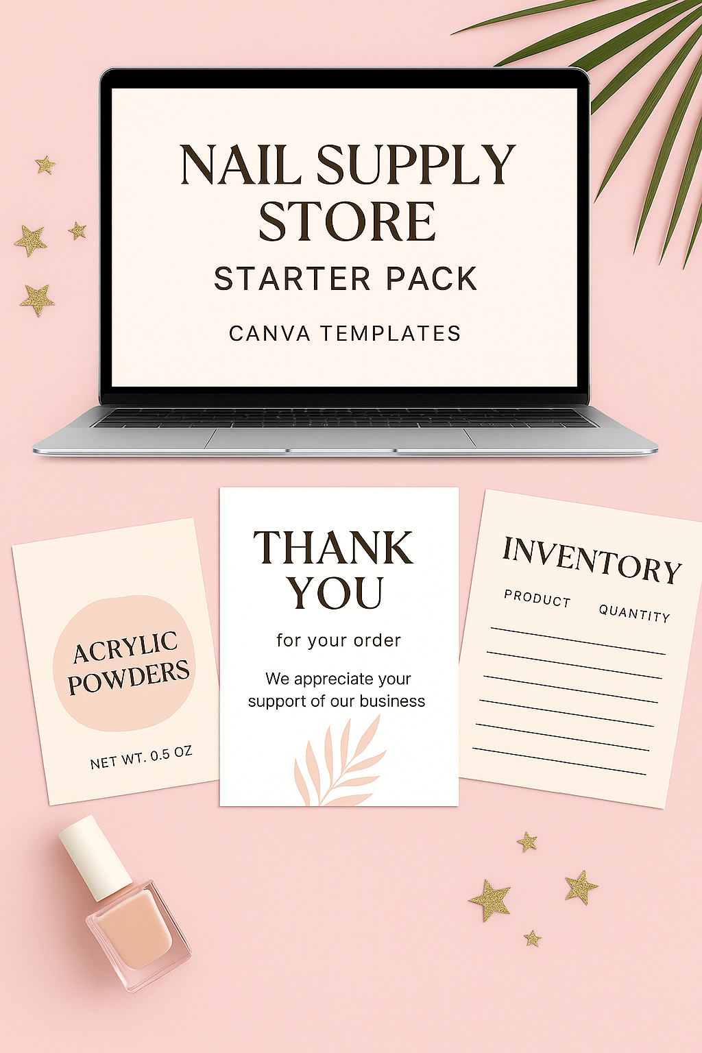 مجموعة أدوات متجر مستلزمات الأظافر للمبتدئين - قوالب كانفا قابلة للتعديل | مجموعة أدوات تصميم العلامات التجارية للأعمال من Nail Tech | تنزيل رقمي