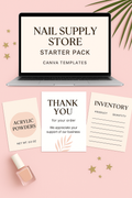 مجموعة أدوات متجر مستلزمات الأظافر للمبتدئين - قوالب كانفا قابلة للتعديل | مجموعة أدوات تصميم العلامات التجارية للأعمال من Nail Tech | تنزيل رقمي